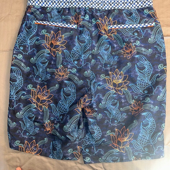 Robert Graham Mens Koi Fish Lotus Print Swim Trunks Blue Orange Size 32 Classic - Picture 7 of 9